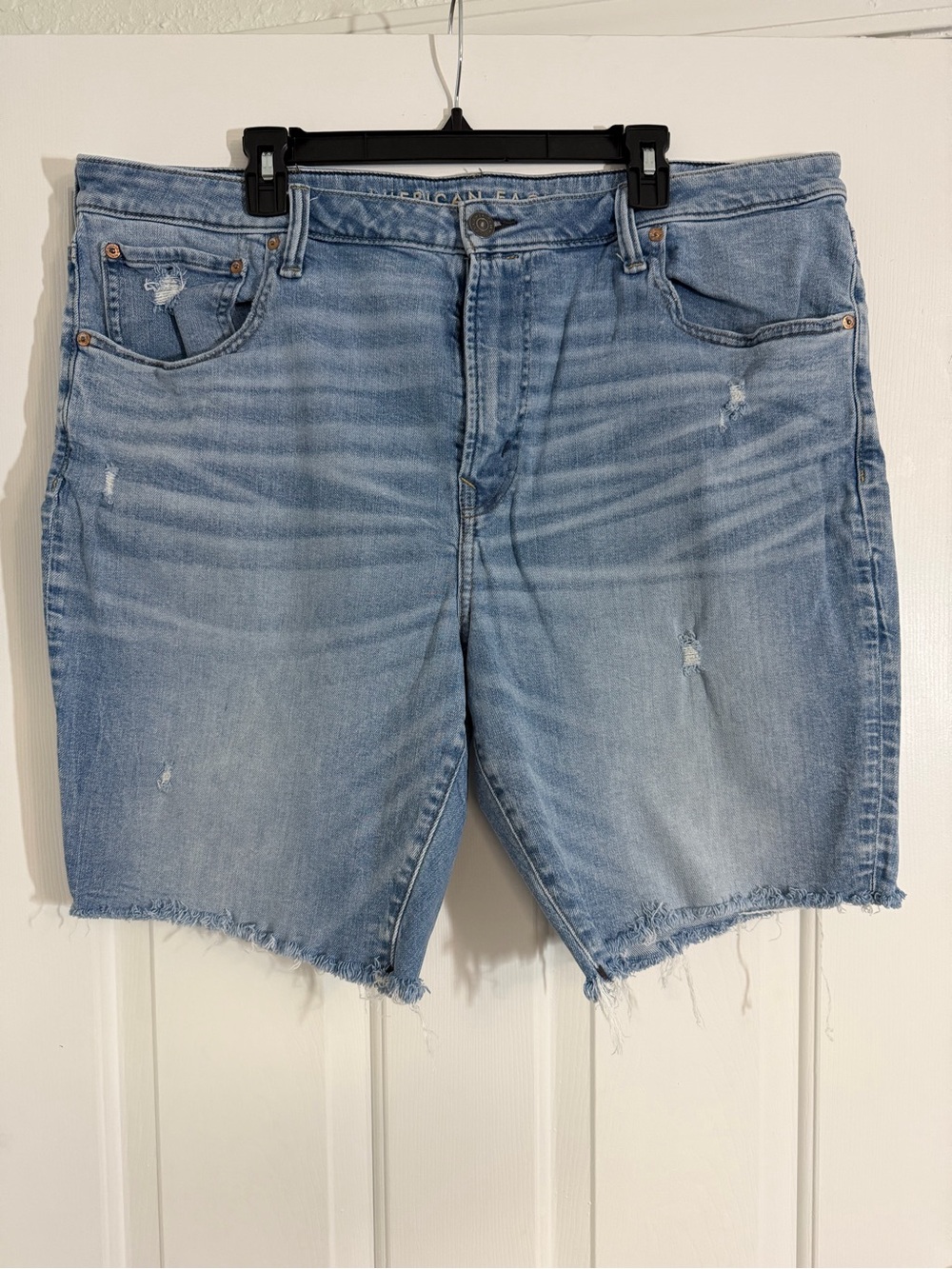 American Eagle Outfitters Light Blue Distressed Denim Cutoff Shorts - Men